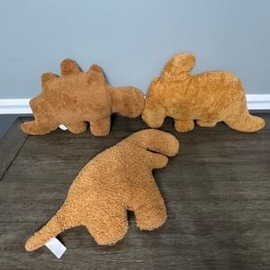 Dinosaur Chicken Nugget Plush Set 3pc Stuffed Animal Kids Room Decor